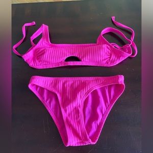 Xhilaration 2 pc hot pink fuchsia swim suit new without tags XS removable pads